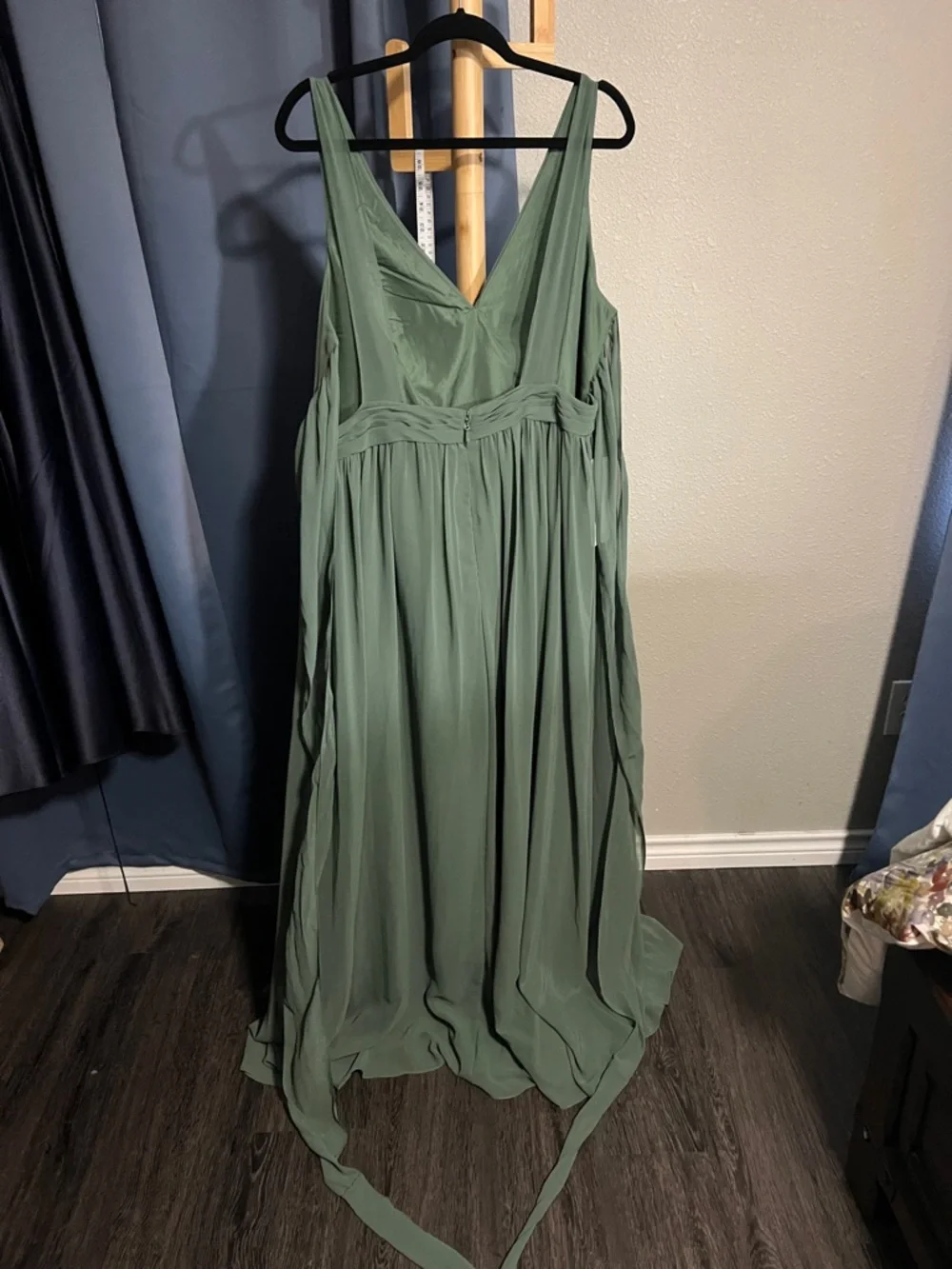 Azazie eucalyptus Green V-Neck Chiffon Bridesmaid Dress - Picture 2 of 6